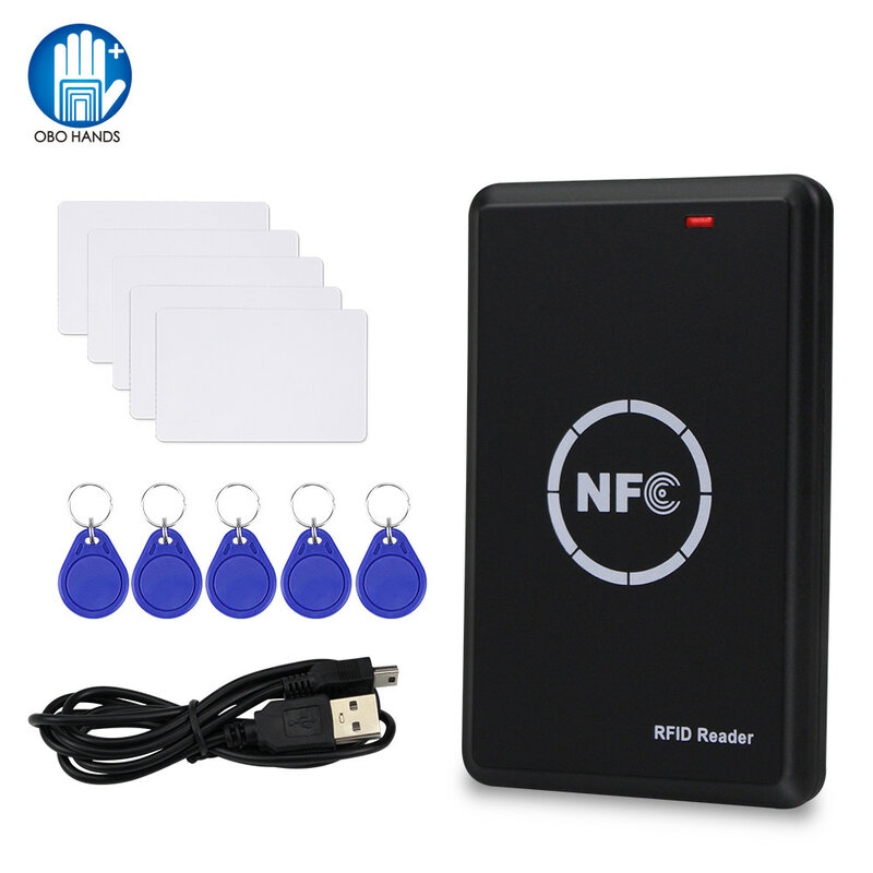 قارئ البطاقة الذكية لتحديد الهوية بموجات الراديو NFC ، الناسخ الناسخ ، مفتاح فوب ، الكاتب ، مبرمج مشفر ، USB ، UID ، T5577 ، EM4305 ، 125KHz ، 13.56MHz