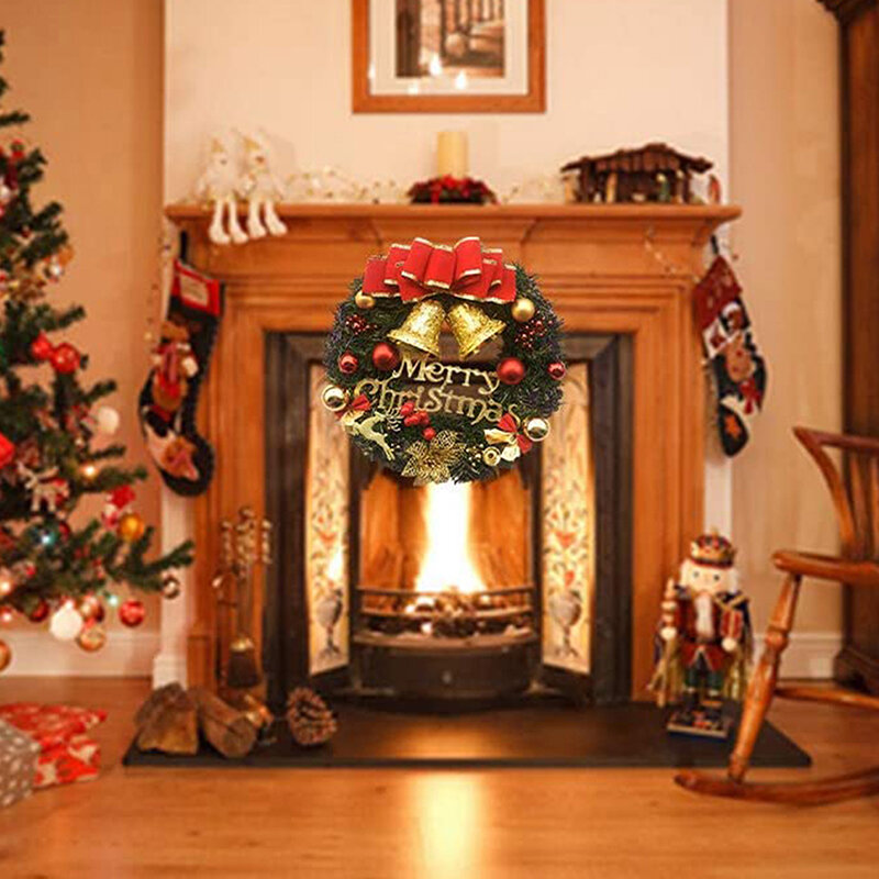 إكليل عيد الميلاد مع القوس زينة عيد الميلاد باب حلية خيزران متدلية حلية جارلاند زينة عيد الميلاد ديكور المنزل