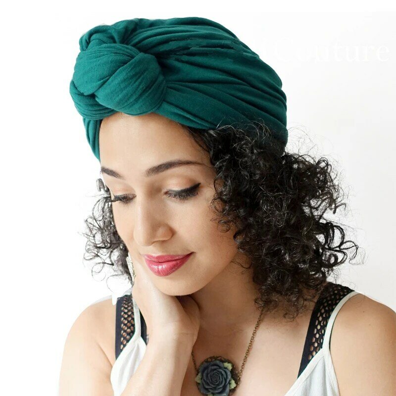 القطن الملتوية تربان إسلامية للنساء Soild اللون أغطية الرأس بونيه عمامة الأفريقية فام الهند قبعة Turbante Mujer قبعة الكيميائي