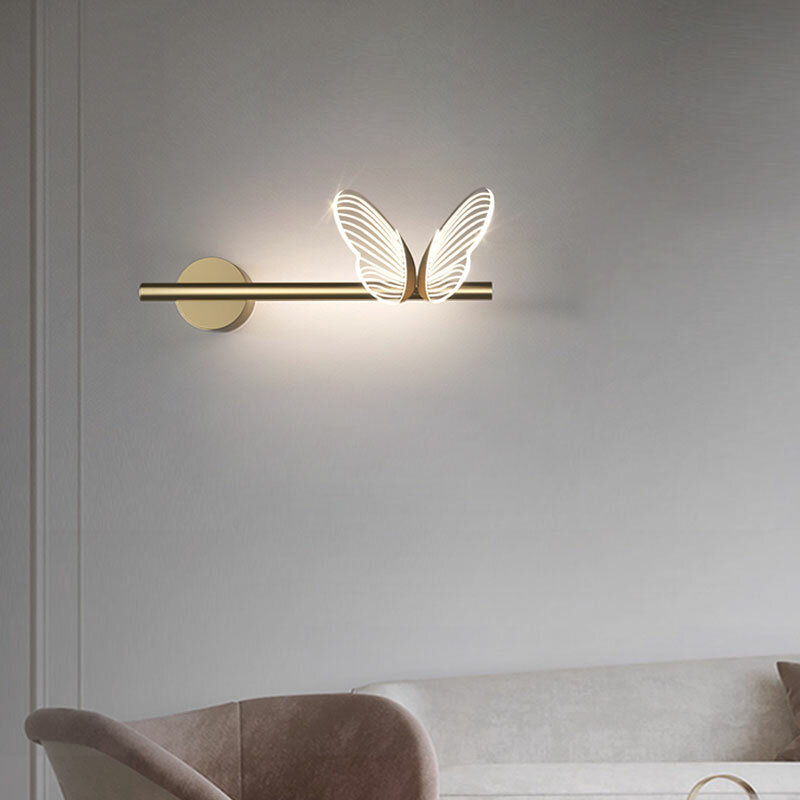الحديثة فراشة وحدة إضاءة LED جداريّة مصابيح إضاءة داخلية شمعدانات جدارية تركيب المصابيح لغرفة النوم السرير غرفة المعيشة ديكور المنزل