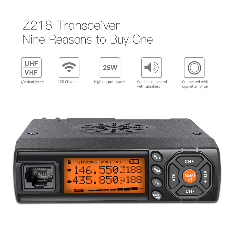 Zastone z218 VHF UHF البسيطة راديو 25W اسلكية تخاطب سيارة اتجاهين راديو comunicador HF الإرسال والاستقبال