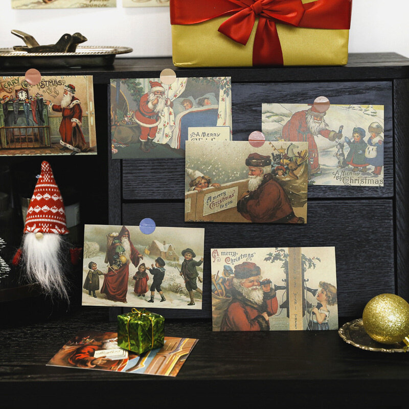 30 ورقة عيد الميلاد سلسلة بطاقات البريد Ins الشمال Vintage سانتا كلوز بطاقة الزخرفية ديكور للمنزل سهل التركيب ملصقات جدار صور الدعائم