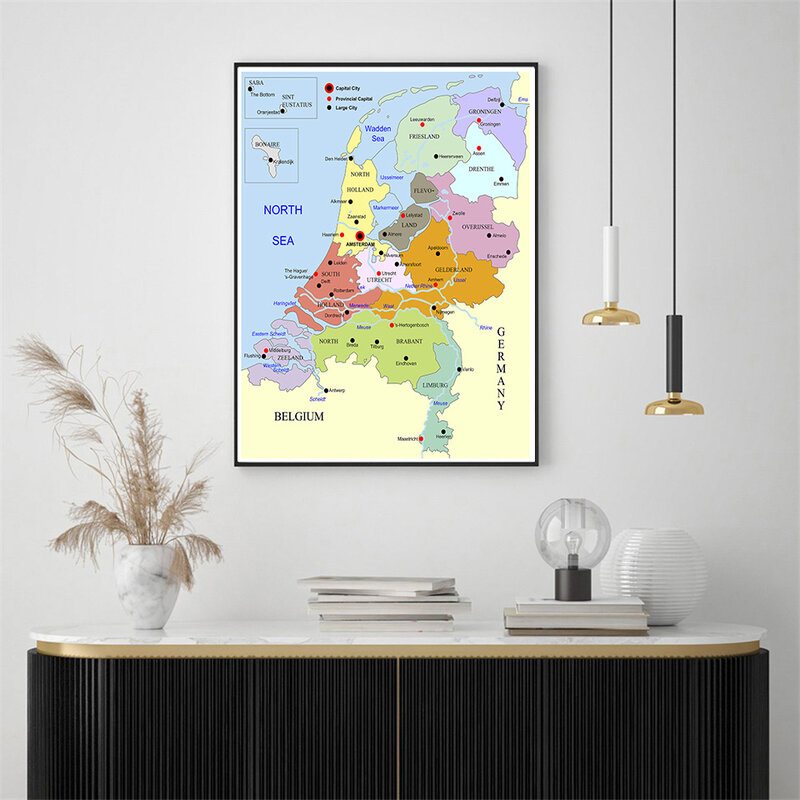 42*59 سنتيمتر خريطة هولندا في الهولندية ديكور حائط لوح رسم ملصق السفر اللوازم المدرسية غرفة المعيشة ديكور المنزل