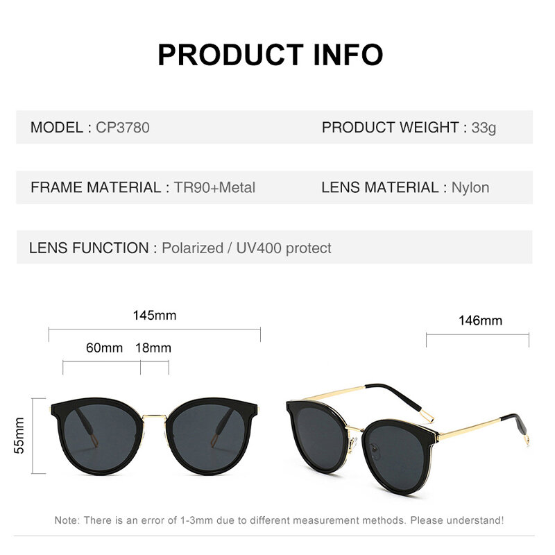 CAPONI العصرية النظارات الشمسية للنساء القط العين أنيق العلامة التجارية مصمم خمر نظارات شمسية الاستقطاب UV حماية النساء ظلال CP3780