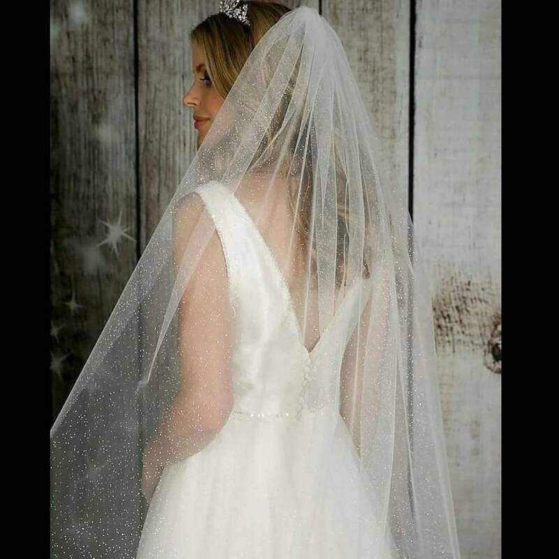 B58-D الفاخرة كاتدرائية طرحة زفاف بلينغ بلينغ حجاب الزفاف لينة طبقة واحدة Bridel الحجاب مع مشط التألق اكسسوارات الزفاف