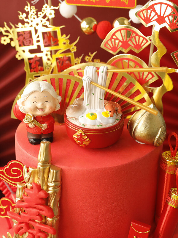 Longevity-تزيين كعكة الجدة ، لأعياد ميلاد الجد ، فوزي صيني ، أدوات الخبز ، الحلوى ، هدايا الحب