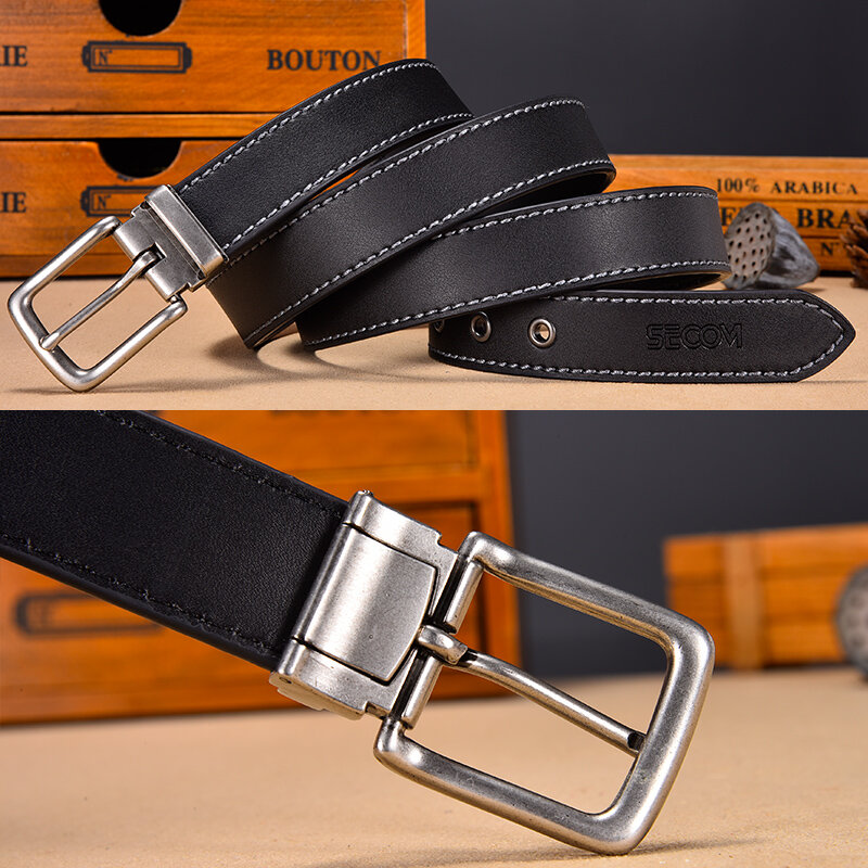 موضة الأسود حزام للرجال gafskin حزام جلد طبيعي 3.0 سنتيمتر الفضة القديمة مشبك عالية الجودة الذكور حزام أسود للجينز