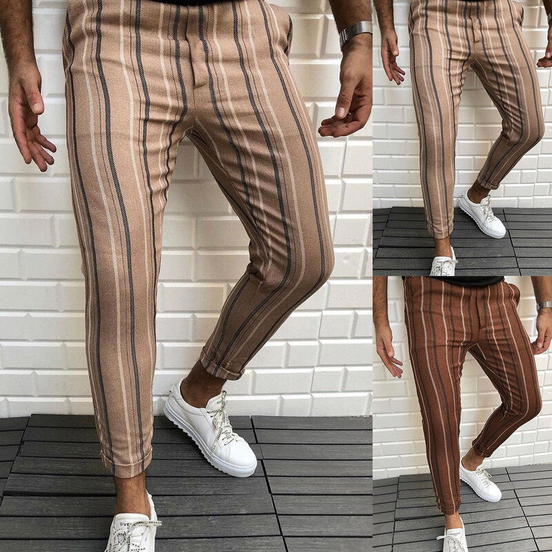 الخريف أوروبا والولايات المتحدة حصرا لنمط جديد من الرجال مخطط طباعة Pants غير رسمية
