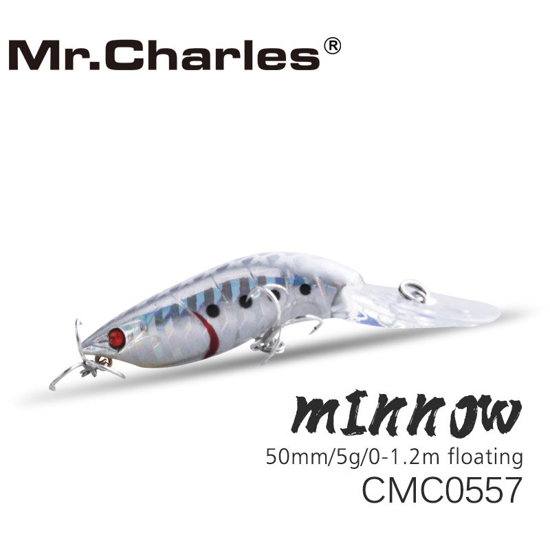 Mr.Charles CMC0557 الصيد السحر 50 مللي متر/5 جرام 0-1.2 متر العائمة الجودة المهنية قلم رصاص الطعم الثابت عيون ثلاثية الأبعاد cranbait