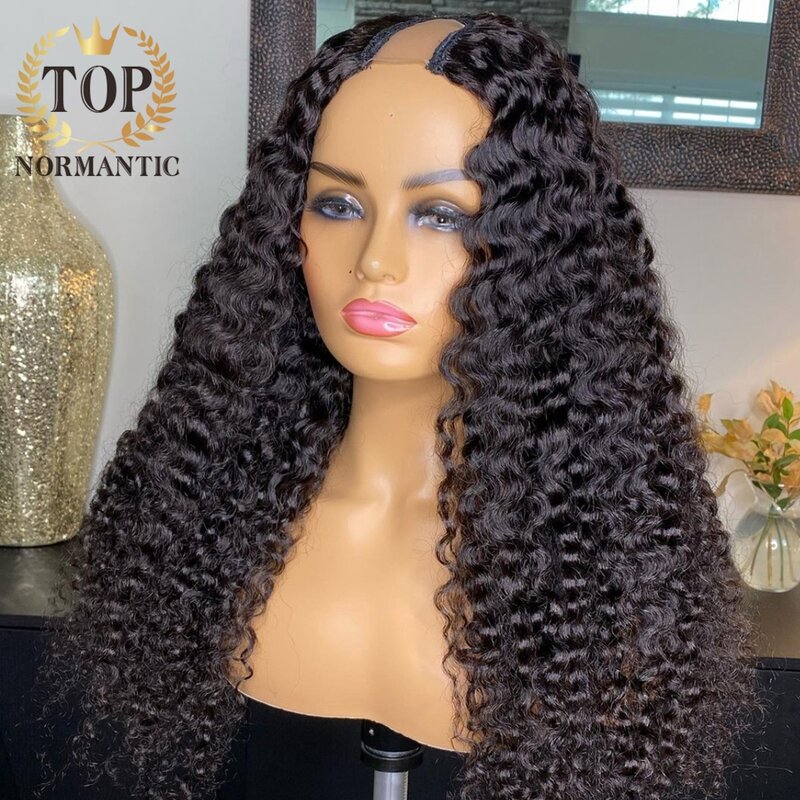 Topnormantic طبيعة اللون عميق مجعد U جزء شعر مستعار البرازيلي ريمي الإنسان خصلات الشعر المستعار للنساء السود