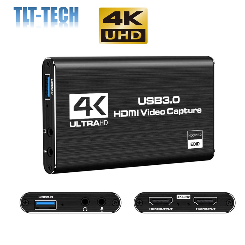 بطاقة التقاط الصوت والفيديو 4K HDMI إلى USB 3.0 ، بطاقة التقاط 1080 بكسل ، 60 إطارًا في الثانية ، جهاز تسجيل الألعاب للبث المباشر لجهاز PS4
