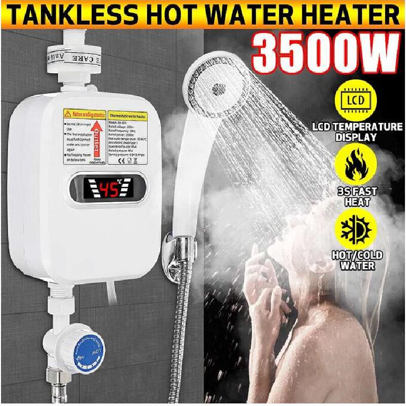 3500 واط Tankless سخان مياه صنبور دش لحظة سخان المياه الحنفية الكهربائية التدفئة لحظة الماء الساخن للمطبخ والحمام