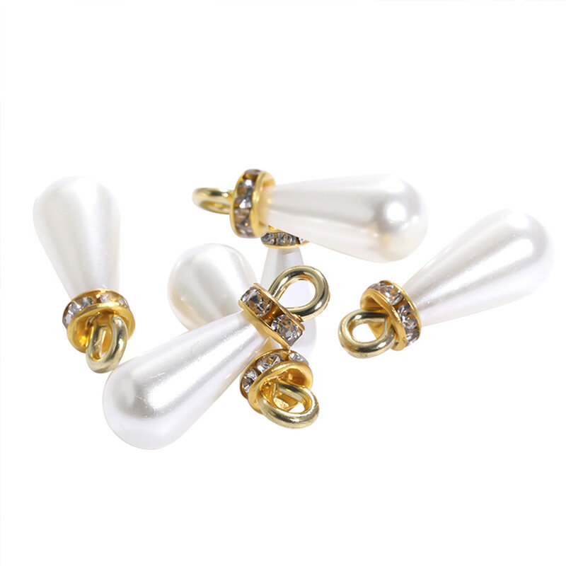 20 قطعة تقليد اللؤلؤ قطرة قلادة صديقة للبيئة ABS الزجاج حجر الراين الذهب Earrings بها بنفسك أقراط زيبر اليدوية الملابس