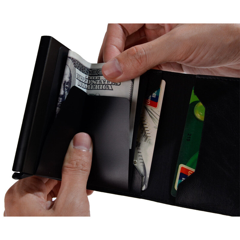 تتفاعل حجب حماية الرجال معرف الائتمان محفظة حمل بطاقات جلدية معدن الألومنيوم الأعمال البنك بطاقة حافظة بطاقات الائتمان