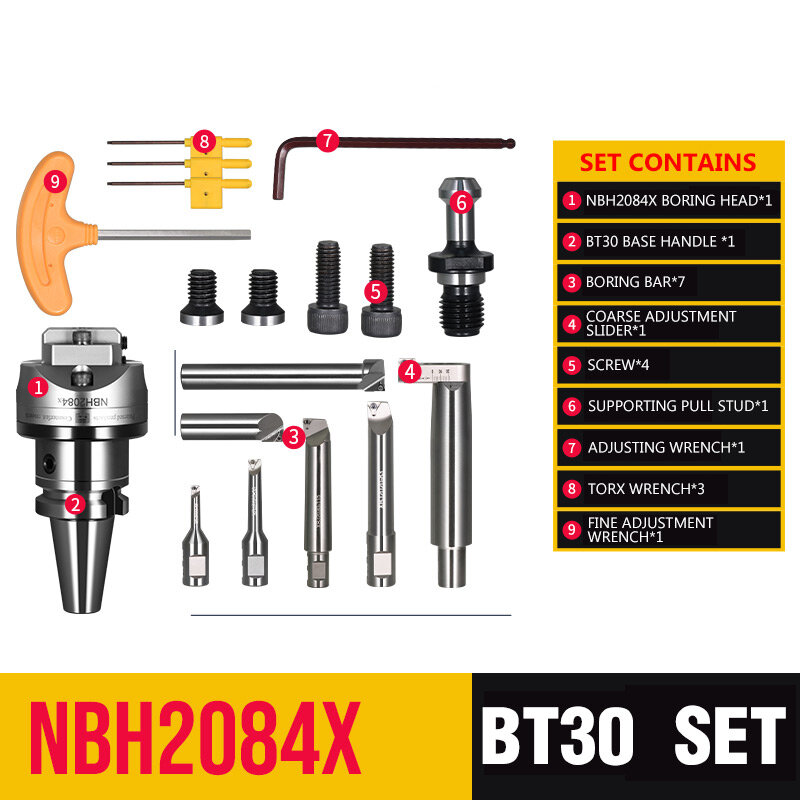 BT30-NBH2084X CNC مخرطة مملة أداة مجموعة 8-320 مللي متر الدقة مملة رئيس BT30 طحن آلة الحفر تشاك مملة بار أداة كيت
