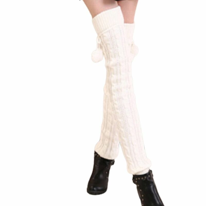 أحذية بيضاء الجوارب تدفئة الساق الجوارب جوارب رياضية السيدات الرقص الجوارب أسفل الأحذية الشتاء الدافئة الساقين ، محبوك طويلة