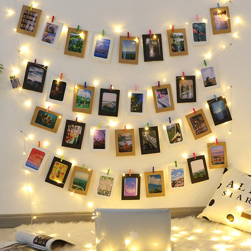 2 متر/5 متر/10 متر مشبك الصور USB LED سلسلة أضواء الجنية أضواء بطارية تعمل جارلاند ضوء عيد الميلاد الديكور حفل زفاف عيد الميلاد