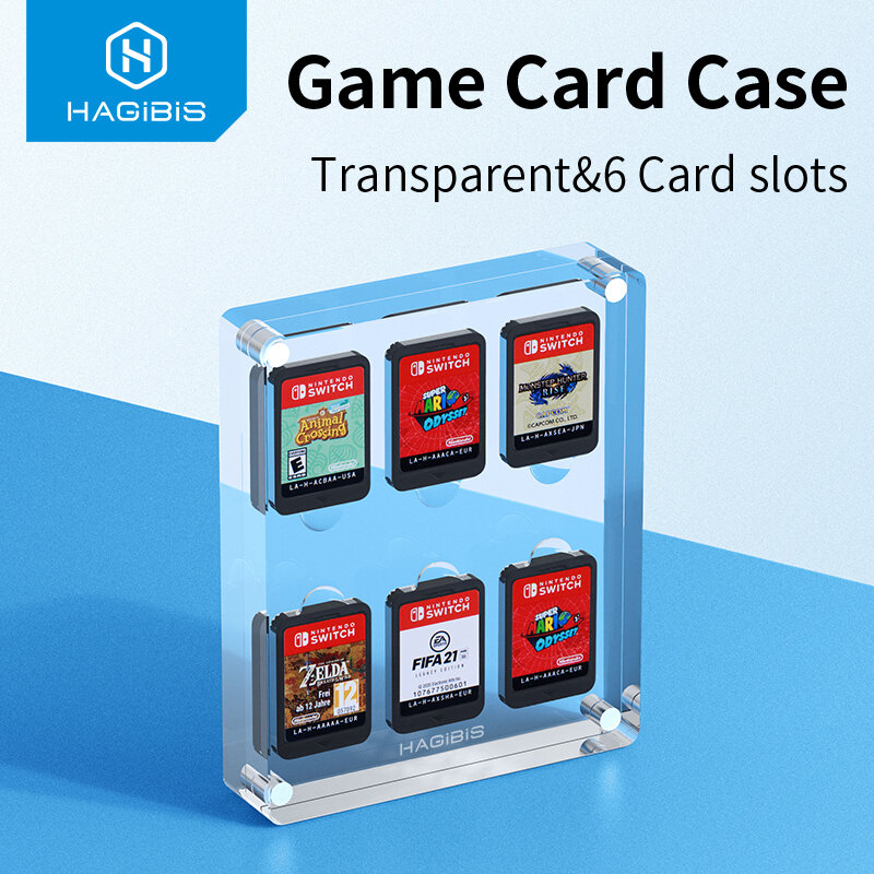 Hagibis بطاقة الألعاب الحال بالنسبة نينتندو سويتش قسط شفاف أكريليك ألعاب صندوق تخزين حامل صدمات هارد شل 6 بطاقات