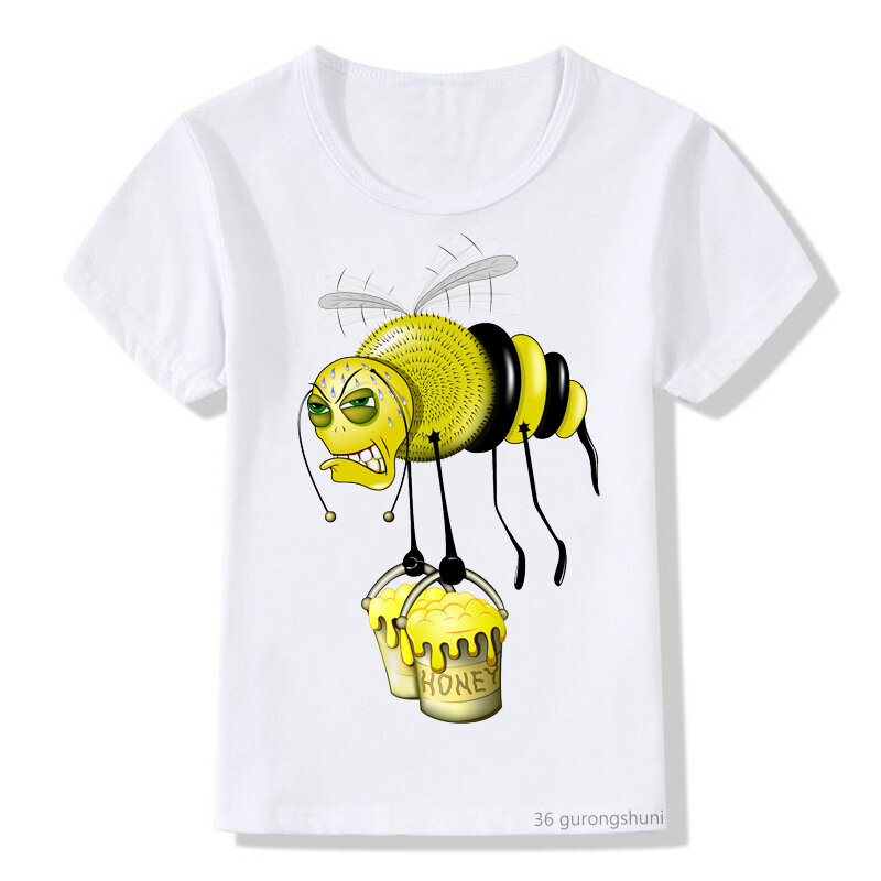 ملابس الأطفال الفتيان تي شيرت مضحك النحل الصغير الرسم طباعة تي شيرت للفتيات الصيف الاطفال قميص harajuku قصيرة الأكمام القمم