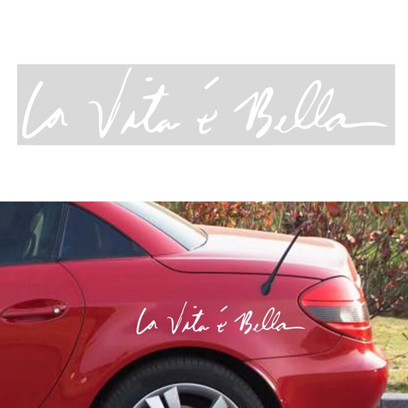1 قطعة La Vita E Bella لتقوم بها بنفسك ملصقات السيارات ملصقات جسم السيارة الحياة جميلة اكسسوارات السيارات الديكور ملصق سيارة التصميم 40x8 سم