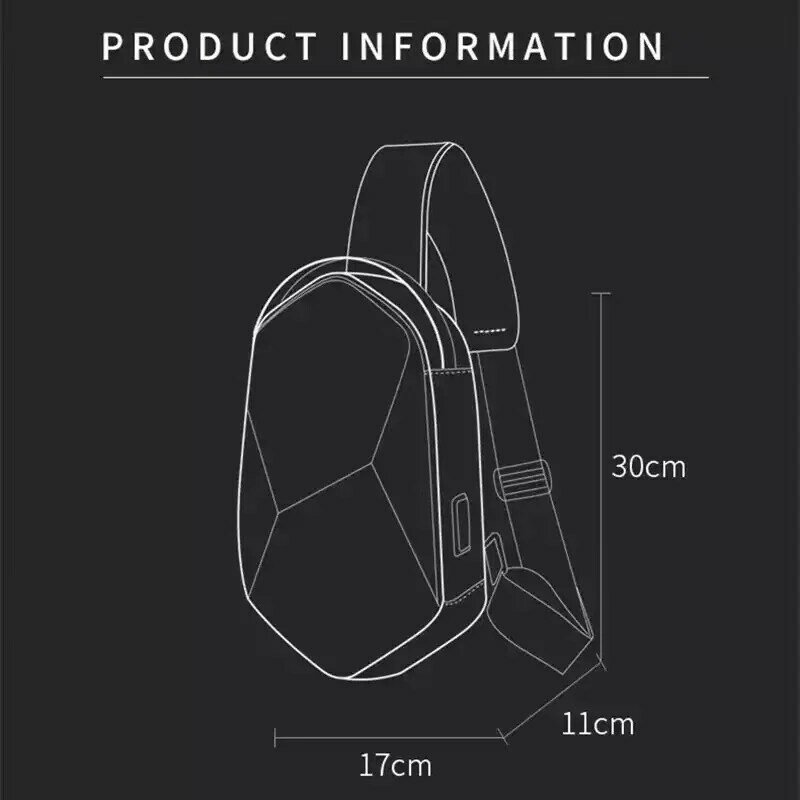 BANGE جديد هارد شل الزاوي تصميم 3.0 USB شحن حقيبة ساعي حقيبة كتف الرجال مقاوم للماء رحلة حقيبة صدر للرجال
