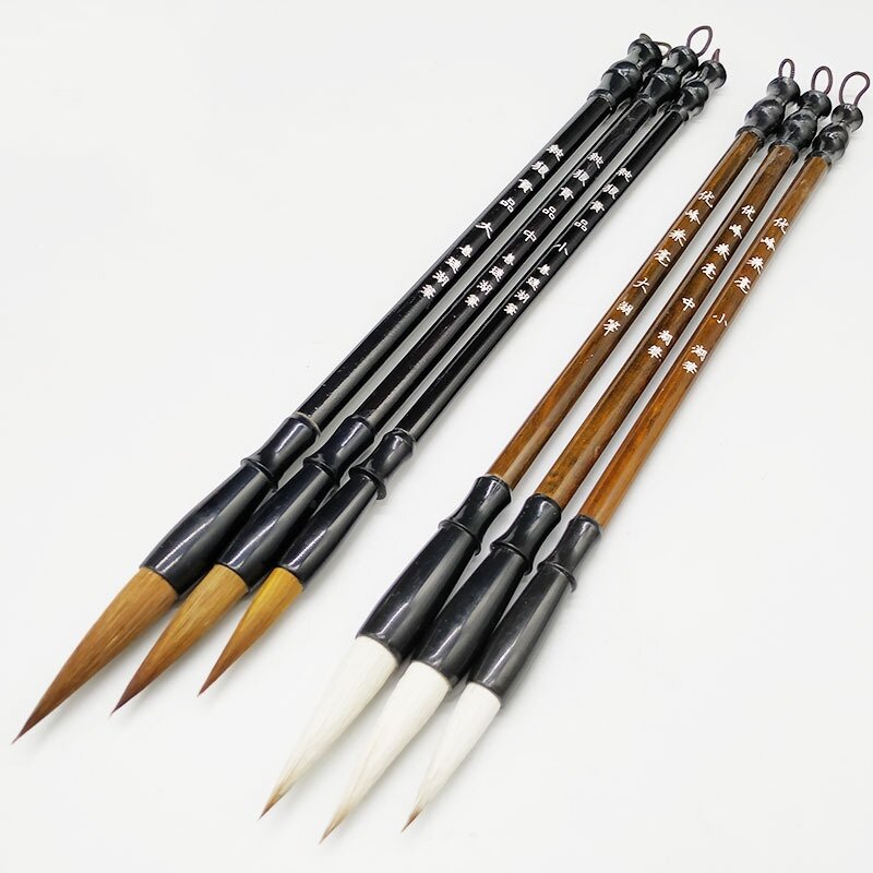 3 قطعة فرشاة الصوف الأبيض/براون عرس الصوف الشعر الصينية اليابانية الخط فرشاة مجموعة أقلام الفن ل مكتب مدرسة داروينغ لوازم