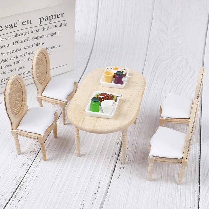 جديد 1:12 دمية مصغرة الطعام مجموعة مقاعد الطاولة بيت الدمية أثاث المطبخ لعبة الجدول نموذج مجموعة اكسسوارات أثاث