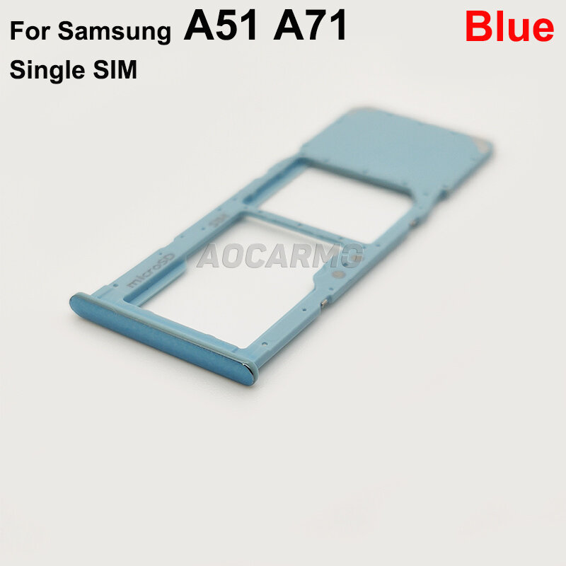 Aocarmo لسامسونج غالاكسي A51 A71 A515F SM-A7150 بطاقة SIM المزدوج و واحد سيم بطاقة صينية فتحة حامل استبدال جزء