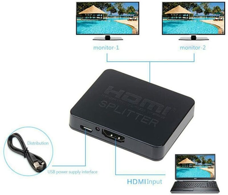 موزع HDMI 1 × 2 ، 1080 بكسل ، 4K ، موزع HDMI ثلاثي الأبعاد ، متوافق مع PS3 ، جهاز عرض HDTV