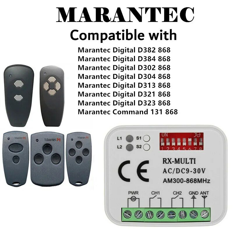 جهاز استقبال رقمي من Marantec طراز D302 D304 لبوابة الجراج واستبدال باب الجراج عن بُعد من Marantec جهاز استقبال 433.92-868 ميجاهرتز