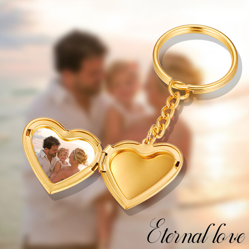 ميدالية مفاتيح قابلة للطي على شكل قلب مع صورة شخصية ، فولاذ مقاوم للصدأ ، هدية ، صورة عائلية