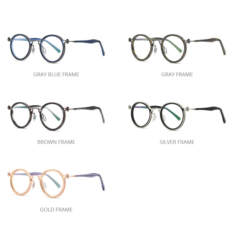 FONEX إطار نظارات من سبيكة للرجال نظارات بصرية مستديرة كلاسيكية كلاسيكية للنساء جديدة نظارات كورية بصرية f24