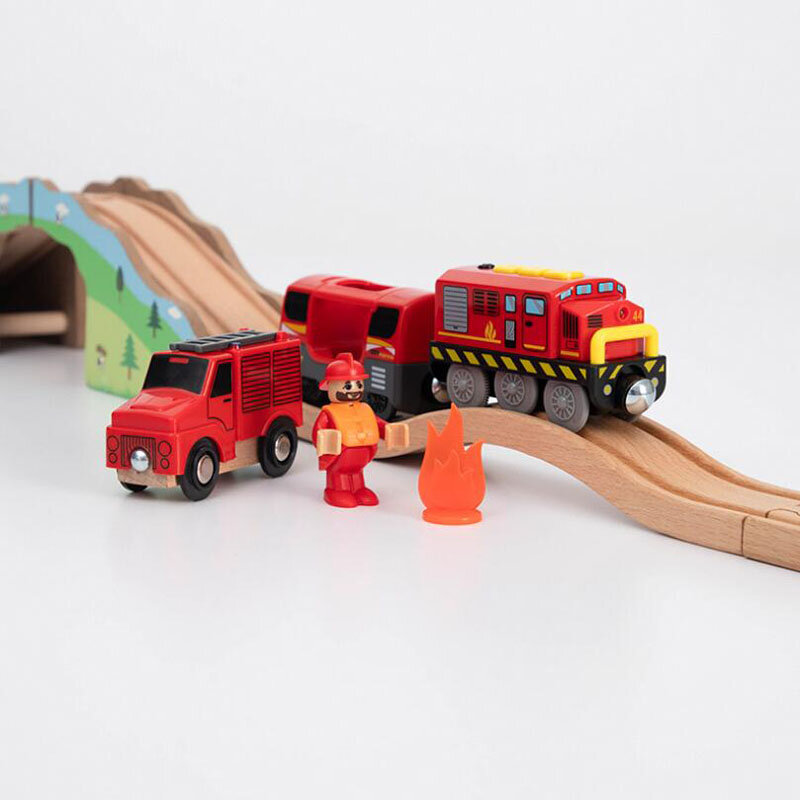 قاطرة كهربائية قطار المغناطيسي سيارة لعبة خشبية المسار صالح Brio المسار مسار القطار الخشبي السكك الحديدية لعب للأطفال