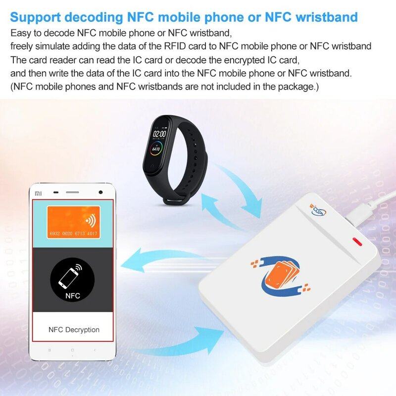 مبرمج مشفر USB UID T5577 مفتاح فوب بطاقة دعم NFC الهاتف/معصمه قارئ تردد الراديو الناسخ الناسخ 125 كيلو هرتز 13.56 ميجا هرتز
