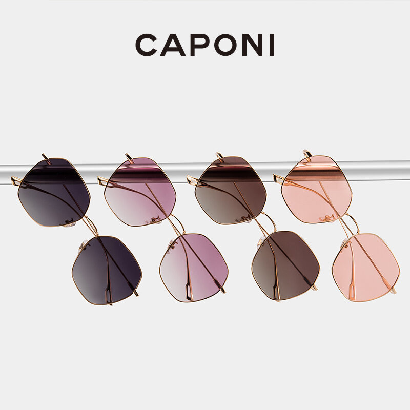 CAPONI التدرج النظارات الشمسية النسائية الاستقطاب موضة العلامة التجارية مصمم نظارات شمسية مكافحة الأشعة فوق البنفسجية راي الأصلي ديكور ظلال CP21015