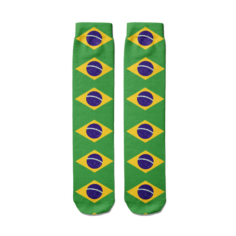 موضة العلم اسبانيا البرازيل USA ثلاثية الأبعاد جوارب مطبوعة للرجال النساء عادية عالية الجودة القطن Kawaii الجوارب الشارع سكيت الجوارب
