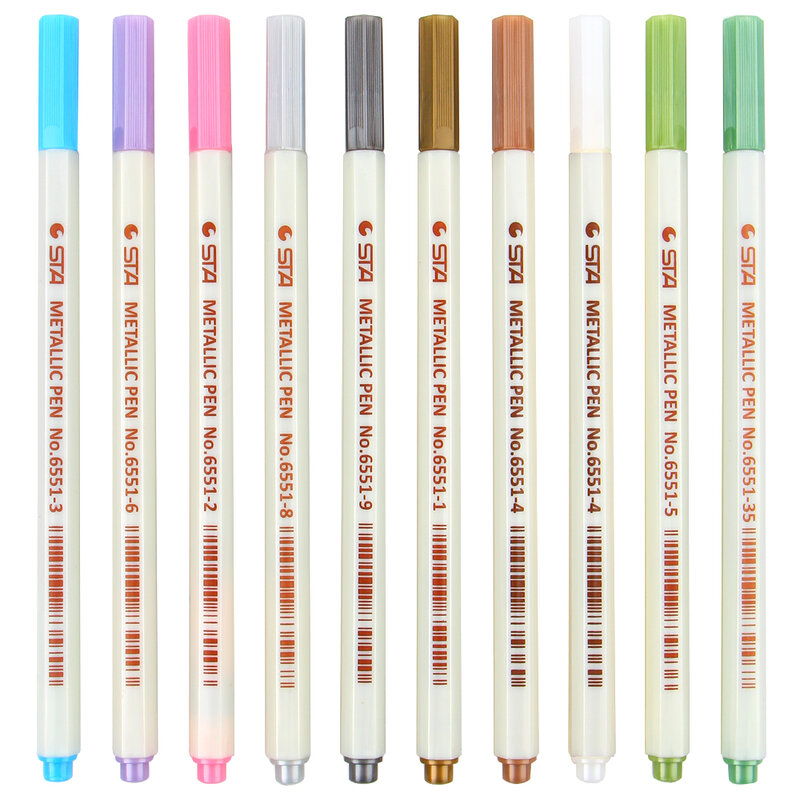 STA 10 ألوان معدنية قلم تحديد Crafts بها بنفسك سكرابوكينغ الحرف فرشاة لينة أقلام تلوين القلم