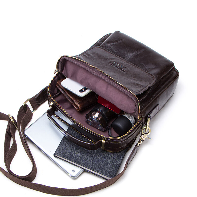 CONTACT'S جديد جلد طبيعي حقيبة ساعي للرجال حقائب كتف عادية الذكور رفرف حقيبة العلامة التجارية الفاخرة حقائب كروسبودي ل 9.7 "باد
