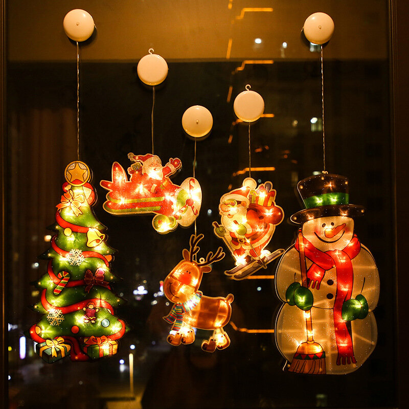 عيد الميلاد نافذة ديكور مصابيح تعليق للزينة LED شجرة عيد الميلاد مصاصة بطارية مصباح بالطاقة داخلي المنزل مهرجان حفلة الجنية الحلي