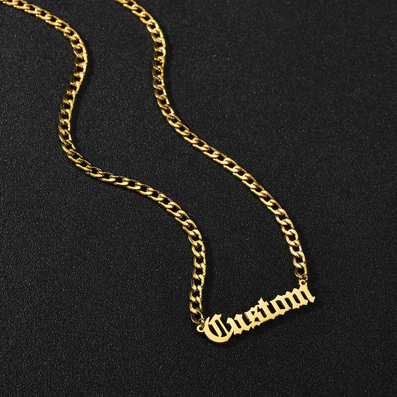 شخصية مخصصة اسم قلادة قلادة الذهب اللون 4 مللي متر NK سلسلة مخصصة اسم القلائد للنساء الرجال اليدوية هدايا