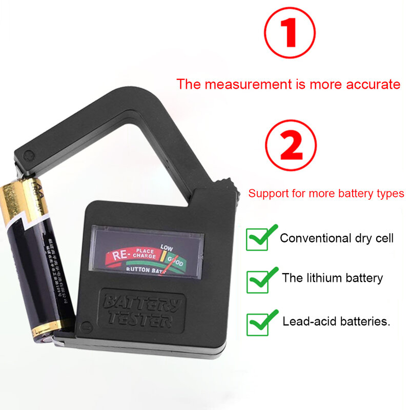 جهاز اختبار بطارية مدقق BT860 يده خفيفة الوزن العالمي بطارية جهاز قياس الجهد الكهربائي مراقب ل 1.5 فولت/AA/AAA/9 فولت زر خلية