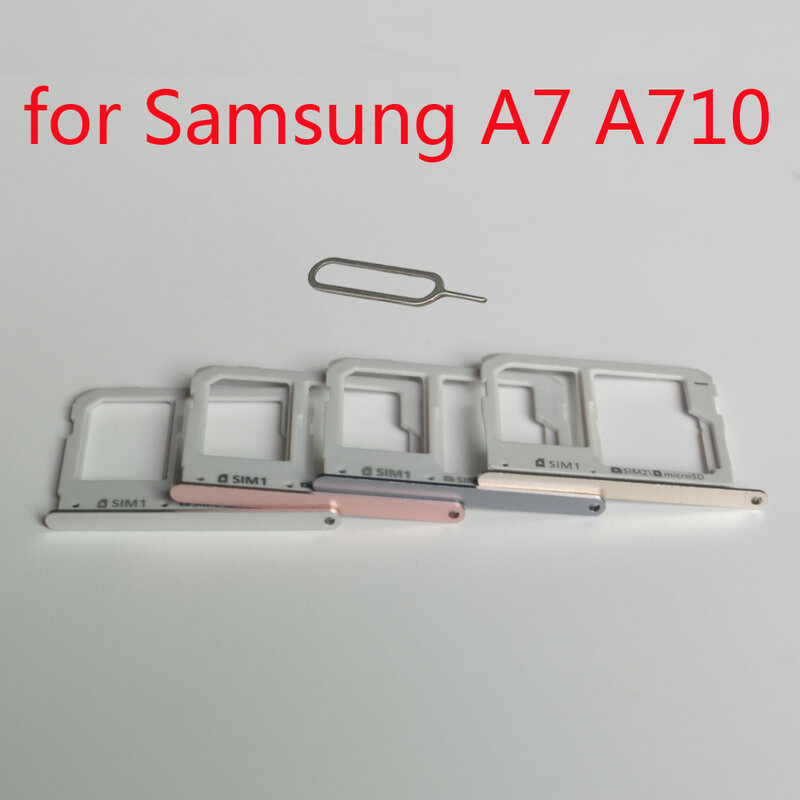 حامل بطاقة SIM لهاتف Samsung A7 2016 A710 Galaxy A710F A710FD ، غطاء هاتف أصلي ، فتحة محول بطاقة Micro SD جديدة