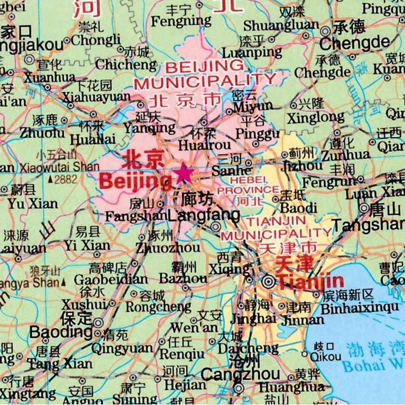 خريطة الصينية الصينية والإنجليزية التباين على نطاق واسع واضحة وسهلة القراءة كبيرة الحجم طوي خريطة مكتب المنزل السفر