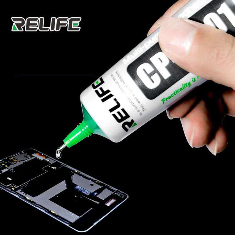 RELIFE 50 مللي CP-0001 CP-0002 لاصق شفاف واضح السائل الغراء الأسود للهاتف إطار شاشة LCD إصلاح الغطاء الخلفي