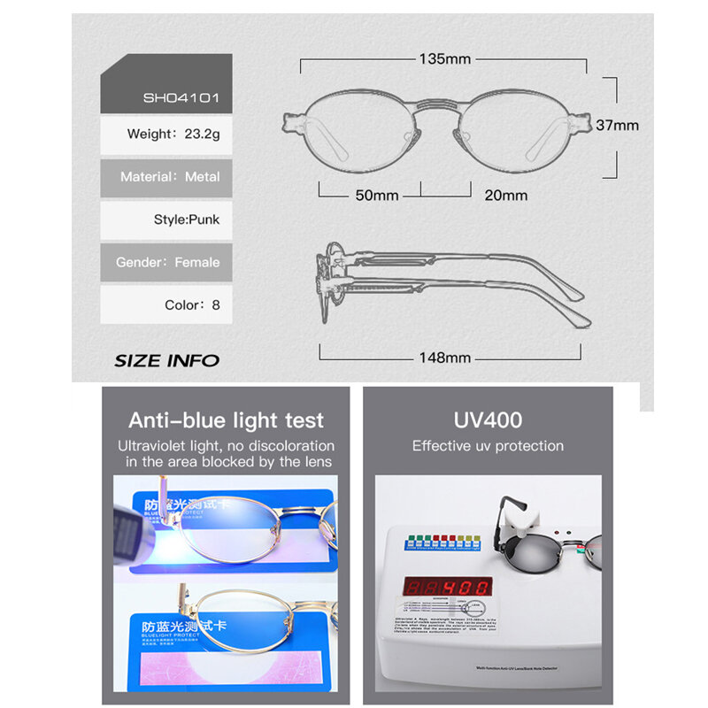 شاونا-نظارة شمسية ريترو بانك ، معدن ، أرجل ربيعية ، بيضاوية ، روك ، للرجال ، UV400