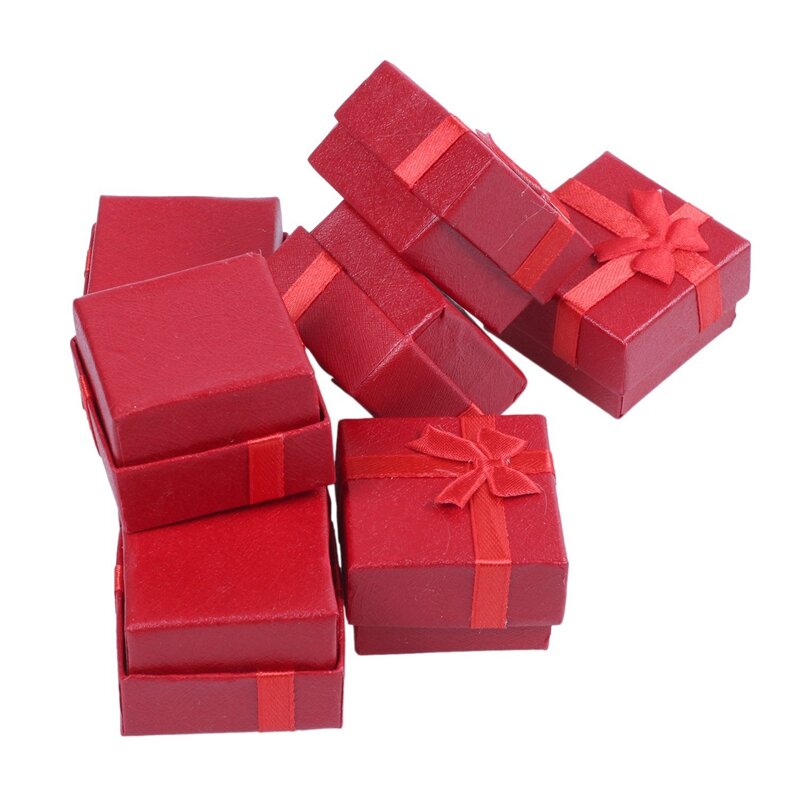 مجموعة صناديق هدايا من 24 قطعة-صندوق مجوهرات حلقة مربعة للمناسبات السنوية وحفلات الزفاف وأعياد الميلاد والألوان المتنوعة