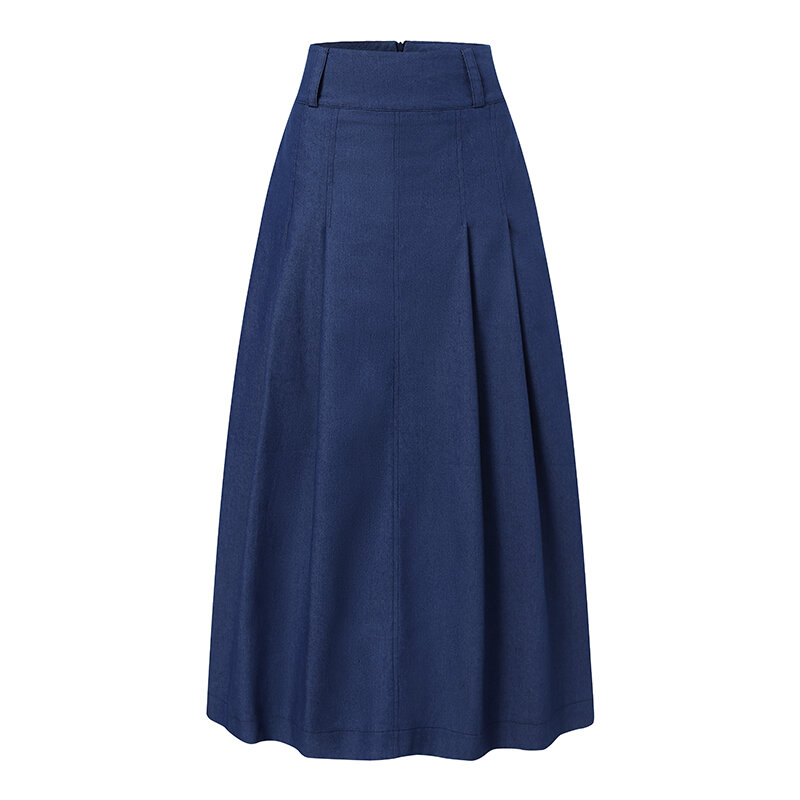 تنورة نسائية طويلة من ZANZEA للصيف من قماش الدنيم الأزرق تنانير نسائية طويلة فستان ماكسي متينة بخصر عتيق تنورة من A-lien تنورة من Faldas Saia