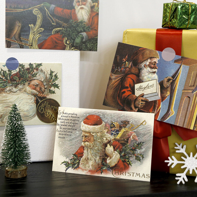 30 ورقة عيد الميلاد سلسلة بطاقات البريد Ins الشمال Vintage سانتا كلوز بطاقة الزخرفية ديكور للمنزل سهل التركيب ملصقات جدار صور الدعائم