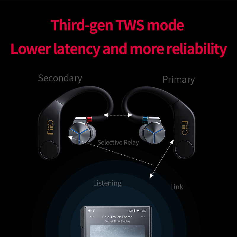 FiiO UTWS5 صحيح بلوتوث اللاسلكية 5.2 مكبر للصوت aptX MMCX/0.78 مللي متر موصل مع 30 ساعة شحن لاسلكي