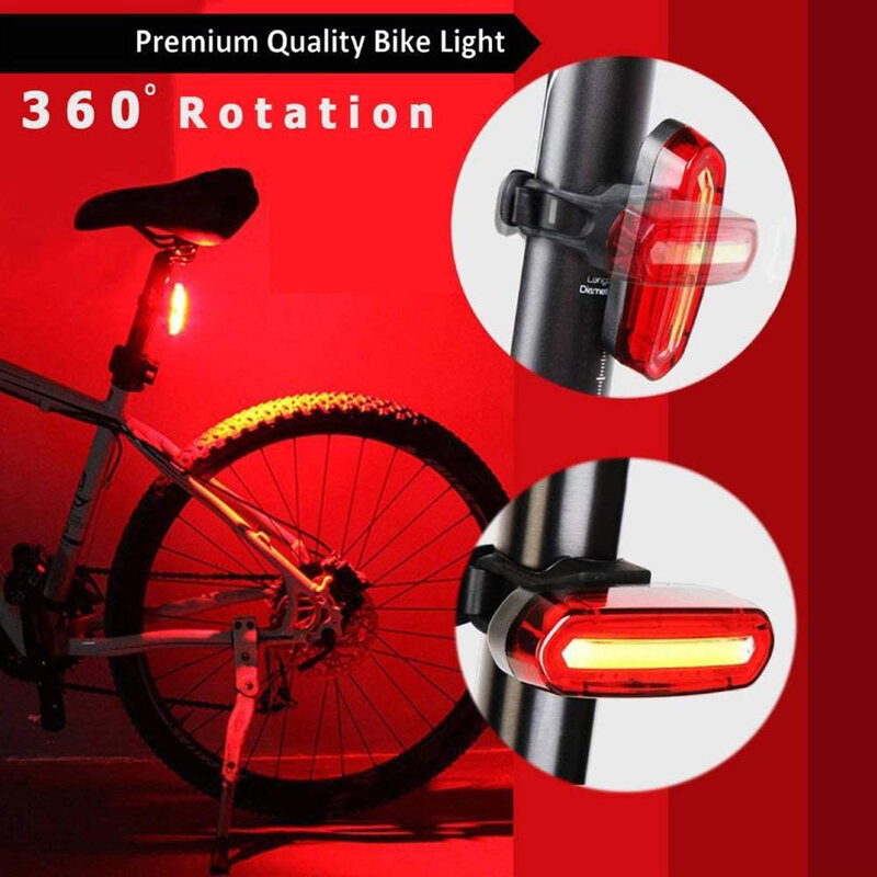 1/2 قطعة الدراجة الضوء الخلفي مقاوم للماء COB LED الجبلية الجبهة الخلفية ضوء USB قابلة للشحن ليلة الدراجات دراجة السلامة تحذير ضوء
